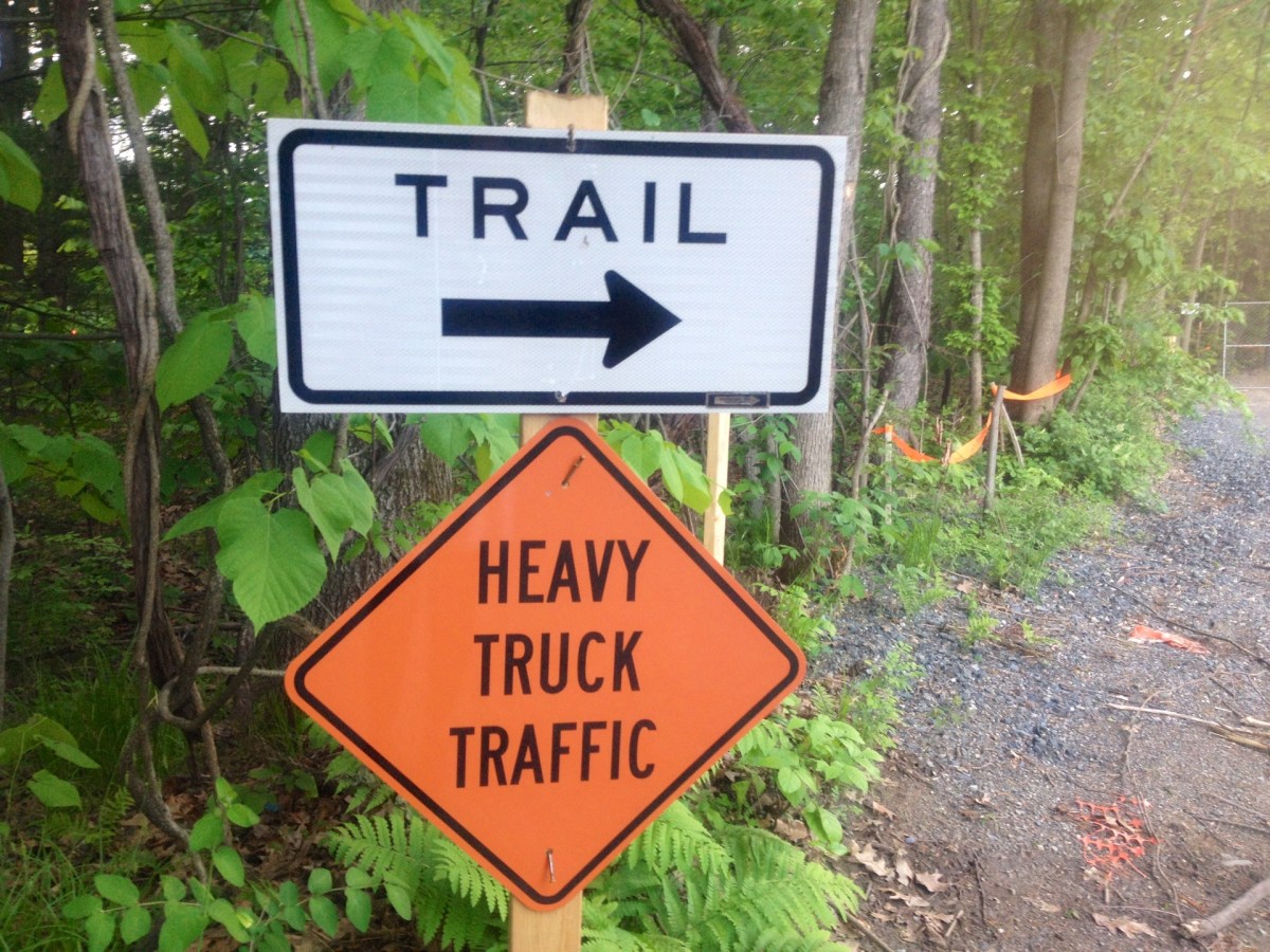 west river trail detour at marina trailhead