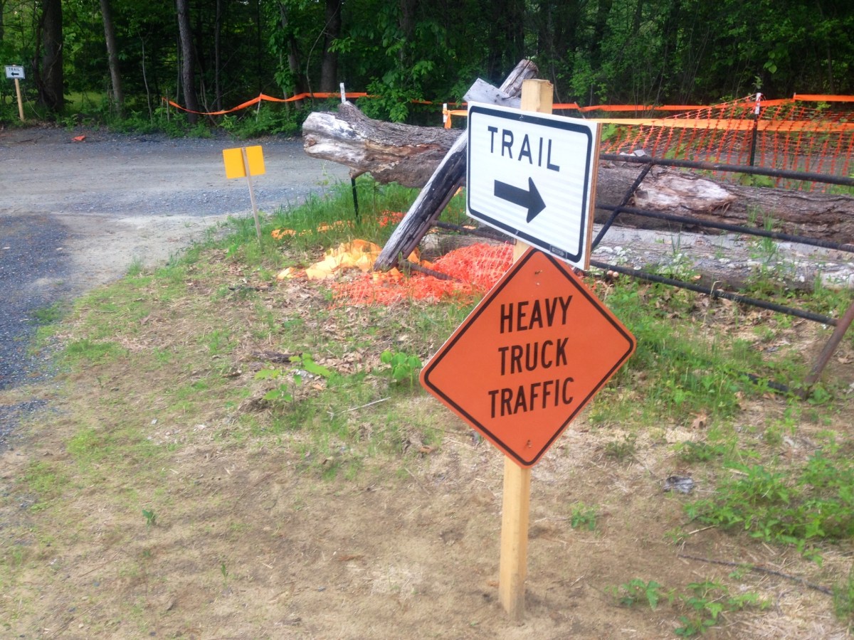 west river trail detour at marina trailhead