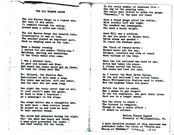 West River Railroad&nbsp;Poem