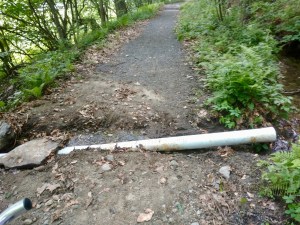 West River Trail, rainstorm damage to culvert