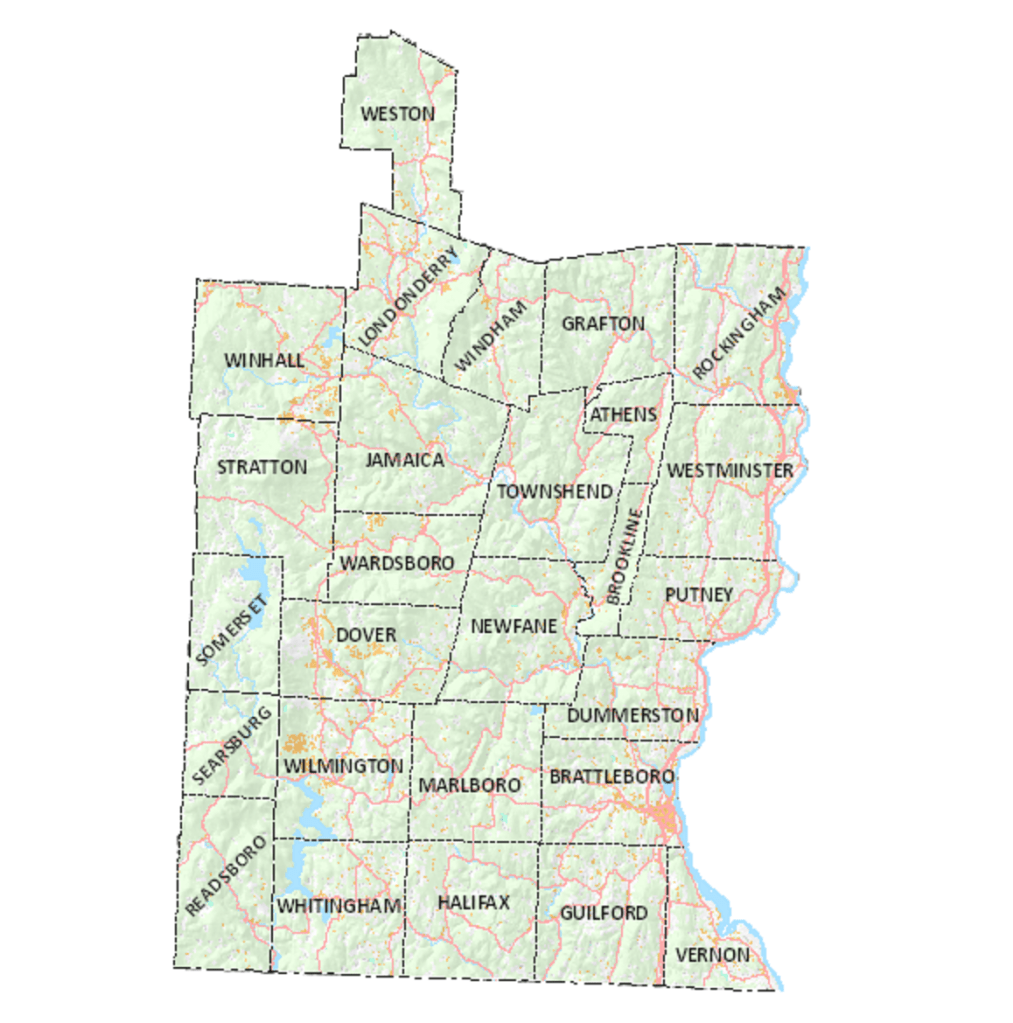 Windham Regional Commission map of towns 